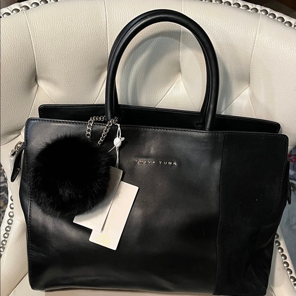 Trina Turk Handbags - Trina Turk Black Satchel with Pom Charm
